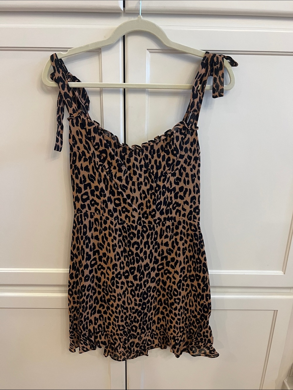 Reformation Leopard Tie-Strap Cami Dress - Brown/Black